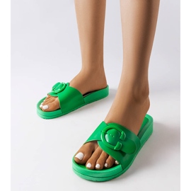 Inna Zielone klapki z klamerką Généreux 1