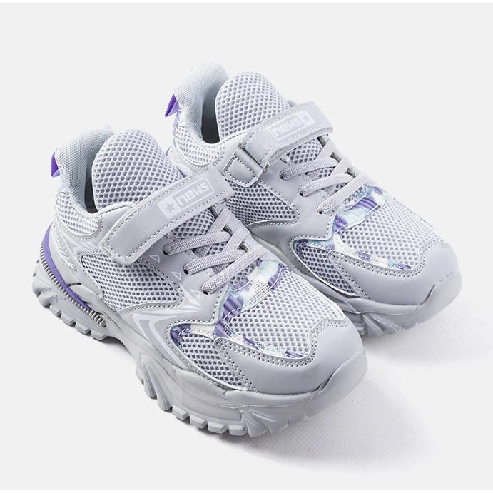 Szare dziecięce sneakersy na rzepy Robillard 1