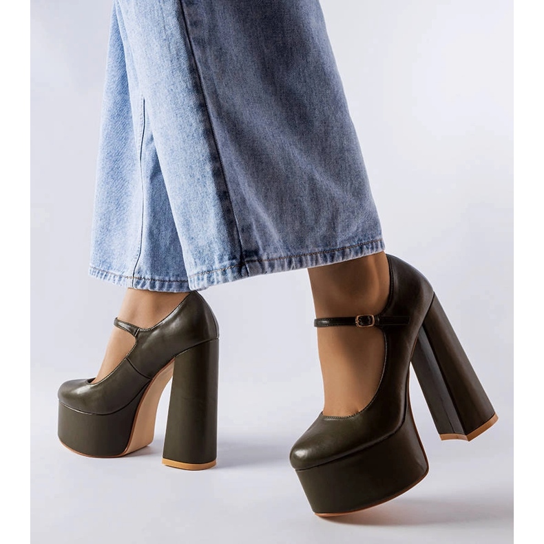 Zielone czółenka na wysokim słupku Colle 1