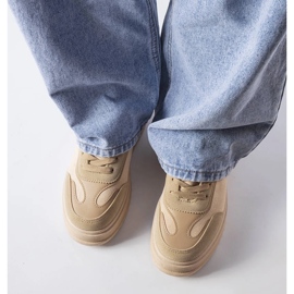 Beżowe sneakersy na platformie beżowy 2