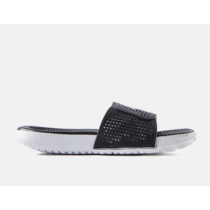Czarno-białe gumowe klapki Athens czarne 2