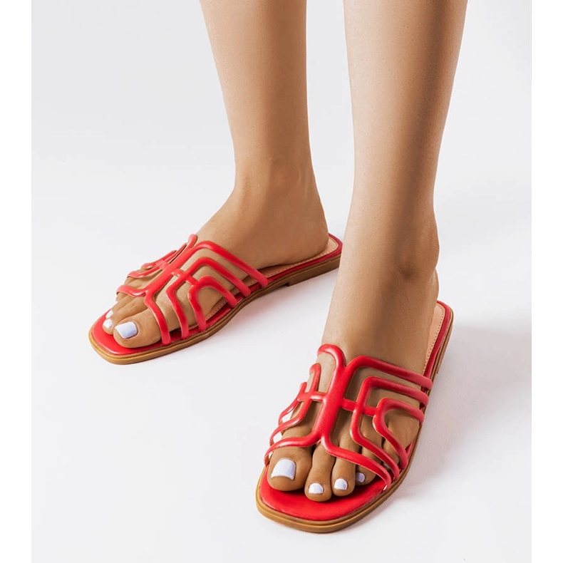 Czerwone klapki damskie Gandy 1