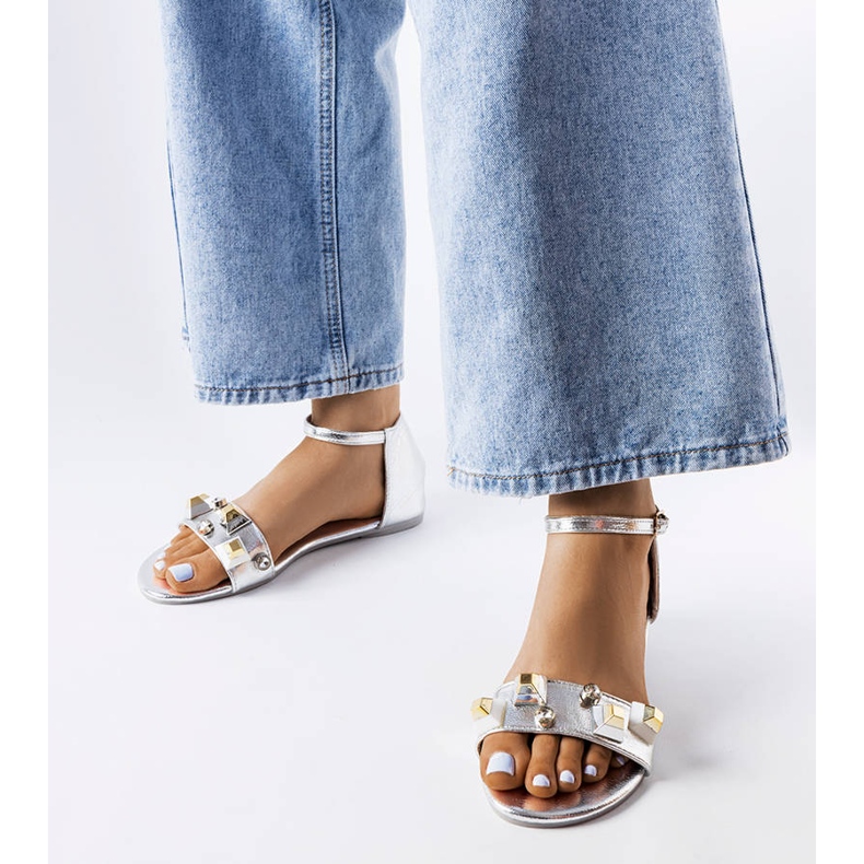 Srebrne ozdobne sandały Riverdale srebrny 1