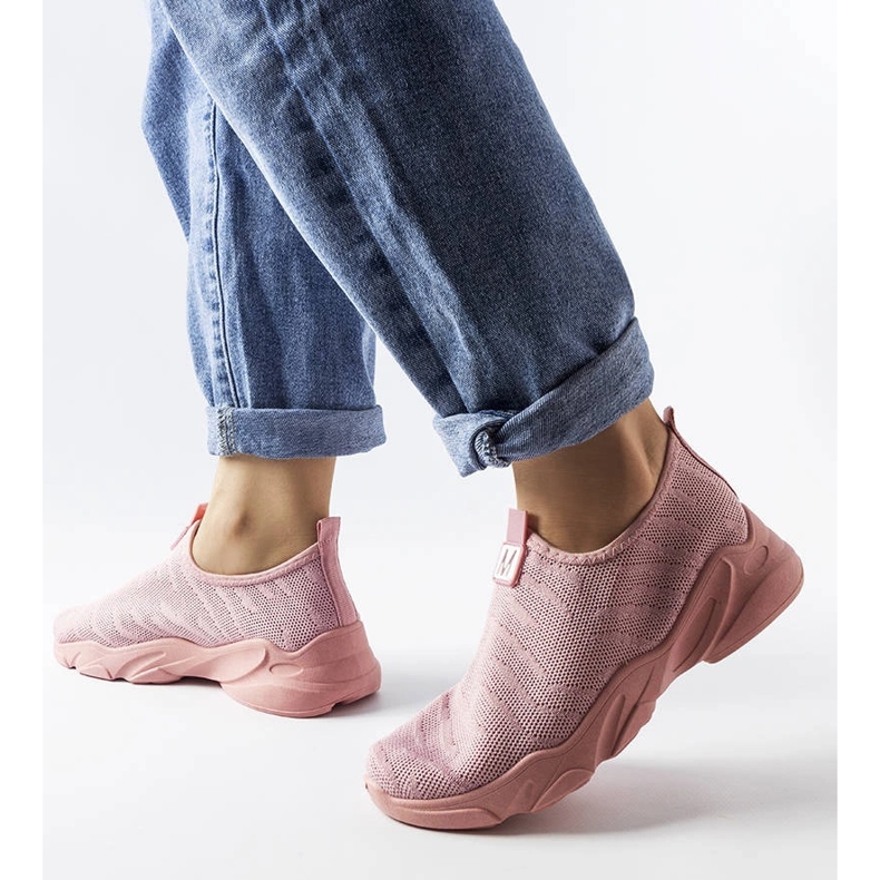 Różowe materiałowe sneakersy Aaron 1