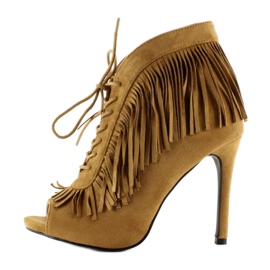 Sznurowane botki open styl boho 11015 Camel wielokolorowe 1