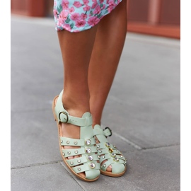 Zielone sandały zdobione cyrkoniami Gaetano 2