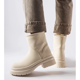 Inna Beżowe gumowe ocieplane botki Clotilde beżowy 1