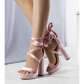 PA1 Różowe wysokie sandały wiązane Dax 2