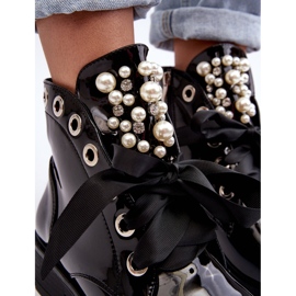 Lakierowane Zdobione Botki Czarne Sirdre 1