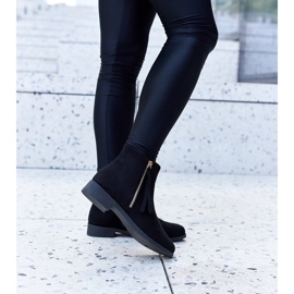 Czarne ocieplane botki eko-zamsz Paien 1