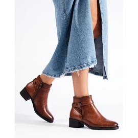 W. Potocki Czarne botki damskie na obcasie Potocki brązowe 2