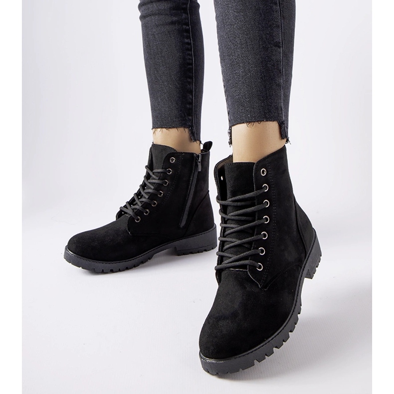 Inna Czarne ocieplane trapery eko-zamsz Rosing 1