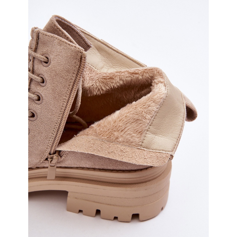 Damskie Botki Trapery Na Suwak Beżowe Apolosi beżowy 2