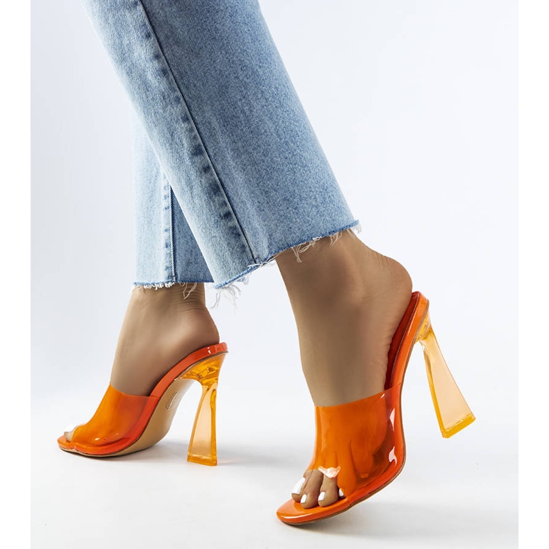 Pomarańczowe transparentne klapki Clichy 2