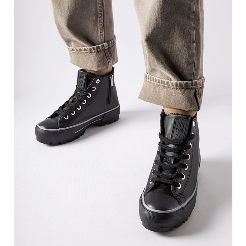 Czarne ocieplane trampki Big Star MM274039 1