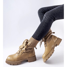 Beżowe ażurowe skarpetowe botki Portico beżowy 1