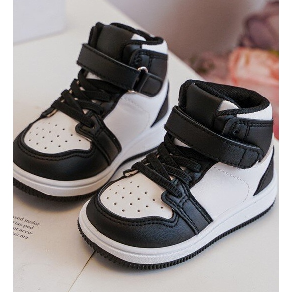 Wysokie Dziecięce Buty Sportowe Biało-Czarne Teredite białe 1