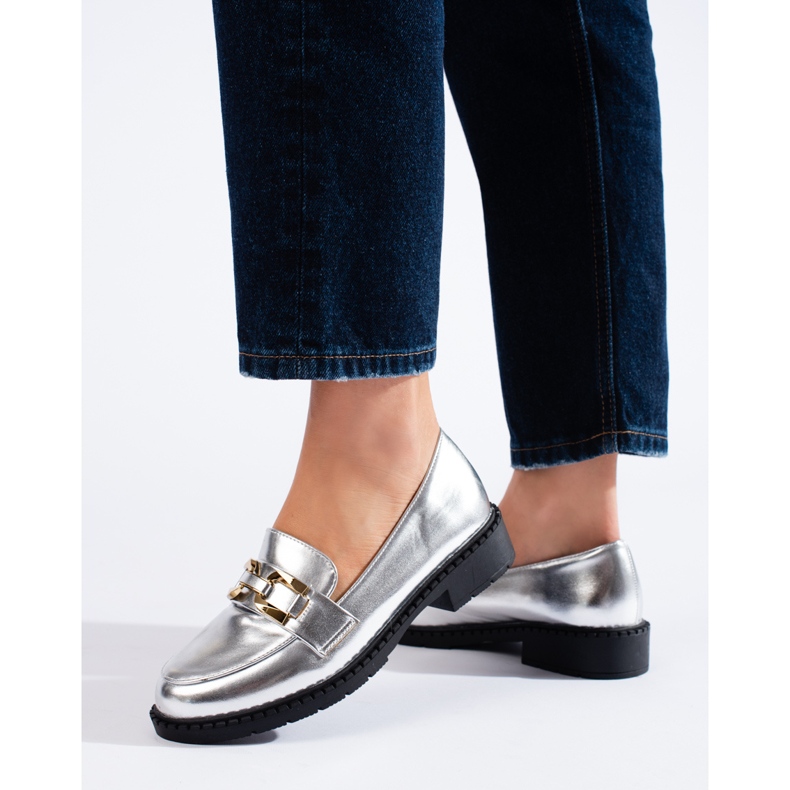 Srebrne półbuty damskie Shelovet srebrny 1