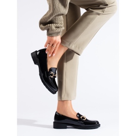 Lakierowane czarne eleganckie mokasyny Shelovet 1