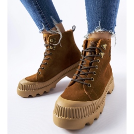 Brązowe skórzane workery Big Star KK274520 2