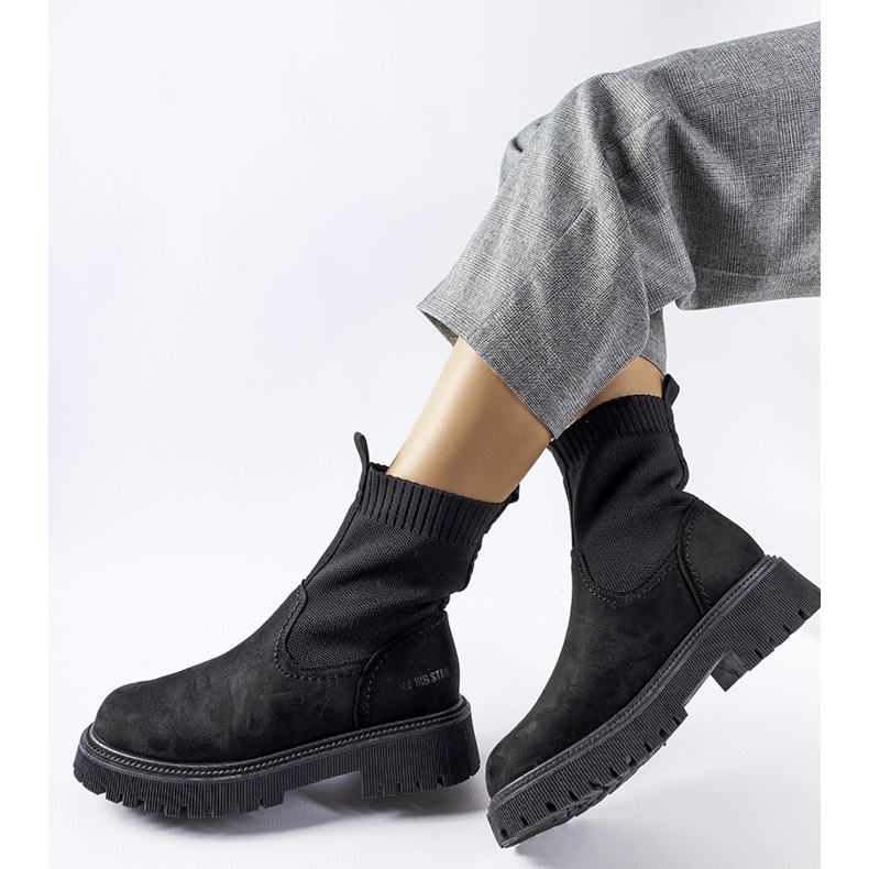 Czarne skarpetowe botki Big Star MM274540 1