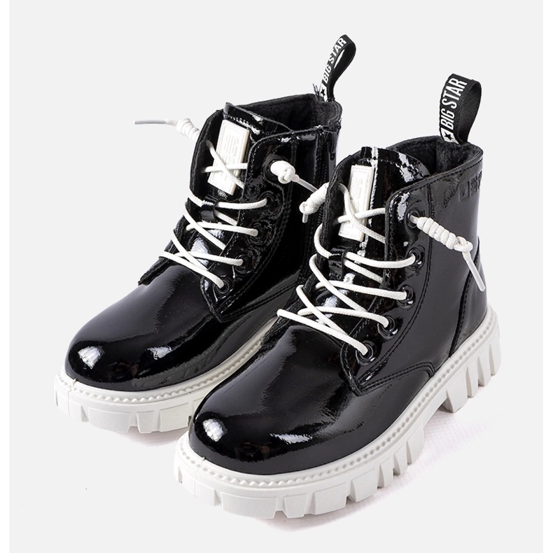 Czarne lakierowane botki Big Star MM374147 1