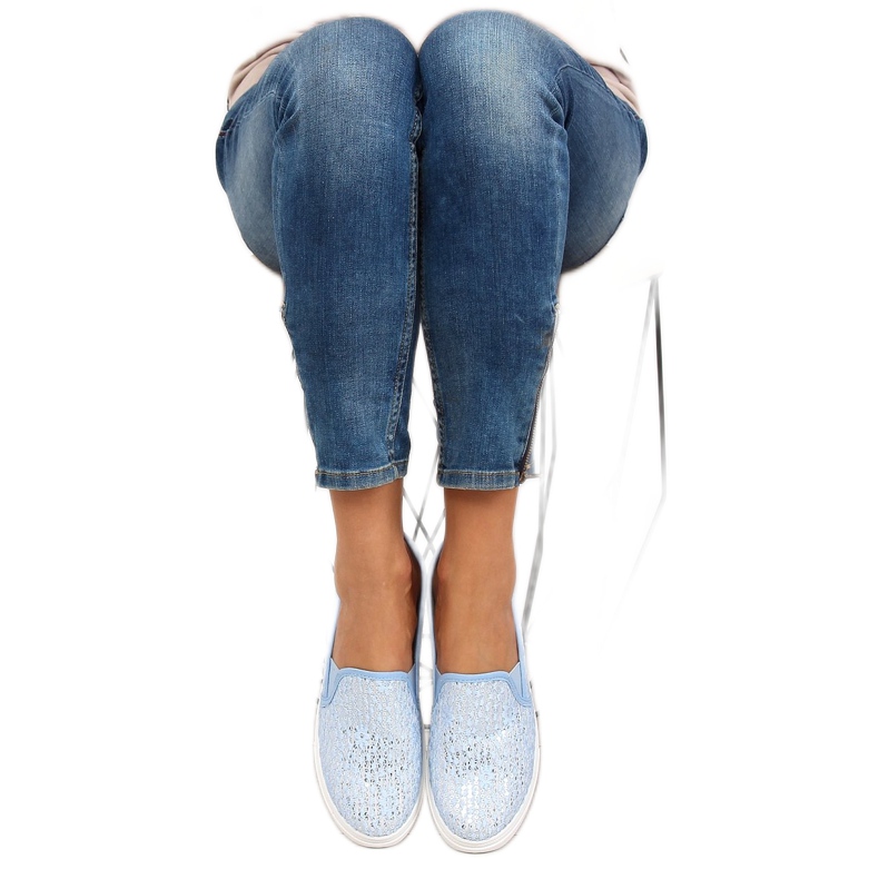 Koronkowe slip-on pastele XIN07P Light blue niebieskie 2