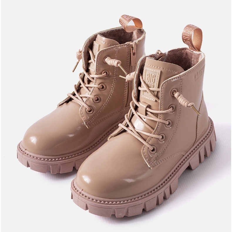 Różowe lakierowane botki Big Star MM374144 1