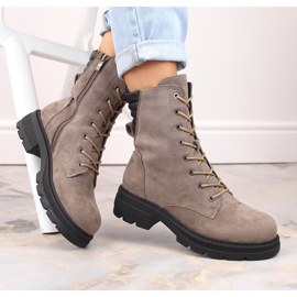 Botki damskie trapery ocieplane Jezzi RMR2221-17 beżowy 1