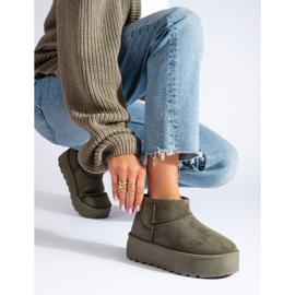 Zielone śniegowce na platformie Shelovet 1