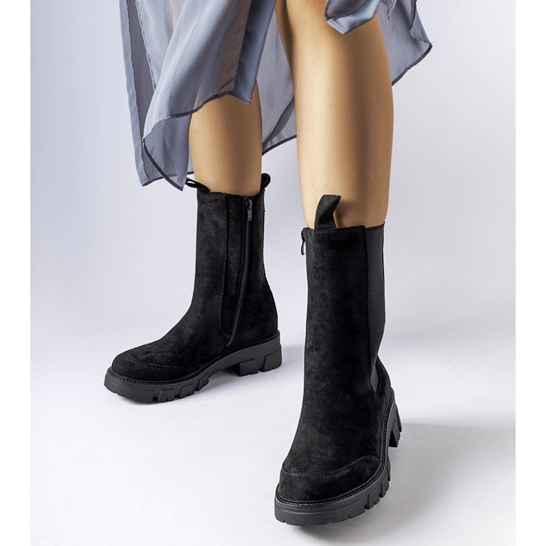 Czarne masywne wysokie botki Morbello 1