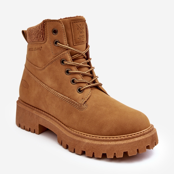 Damskie Ocieplane Trapery Camel Cross Jeans MM2R4011C brązowe 1