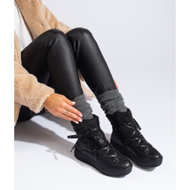 Śniegowce damskie na platformie czarne 2