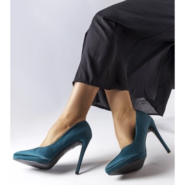 Ciemnozielone satynowe szpilki Silje 1