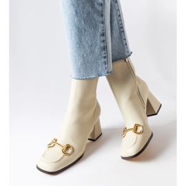 Beżowe botki na słupku Castione beżowy 1