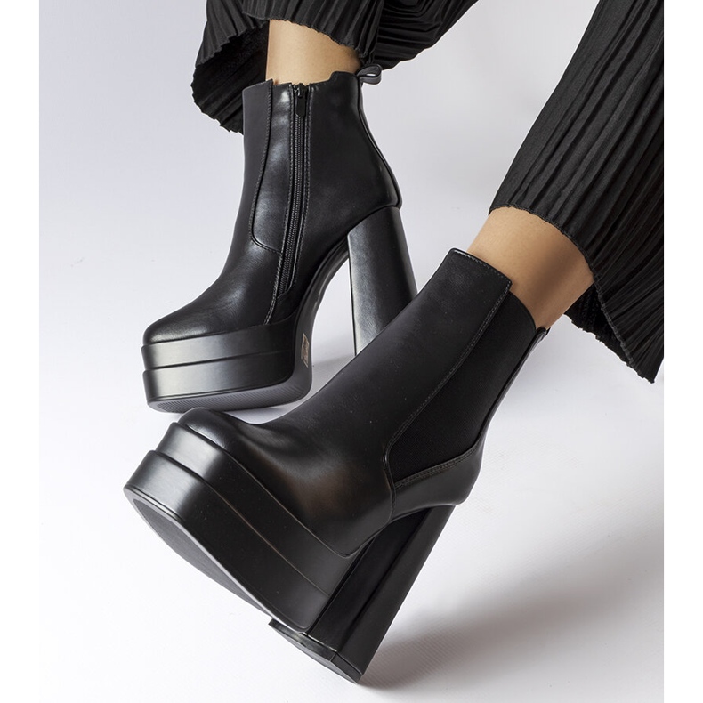 Inna Czarne botki na wysokim słupku Copertino 1