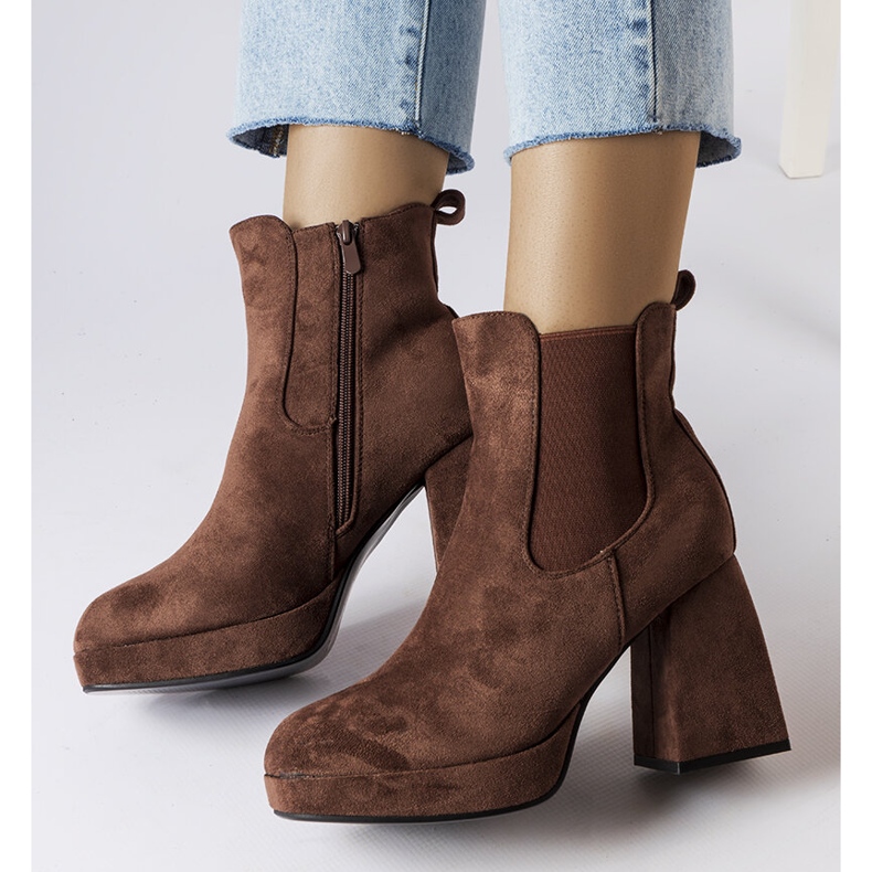 Brązowe botki eko-zamsz Province 1