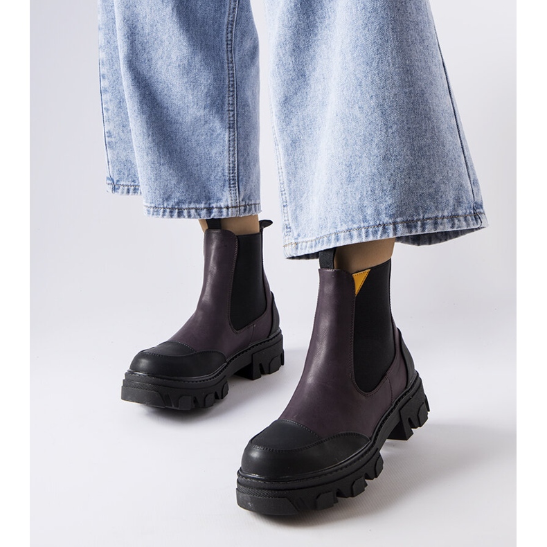 Czarno-fioletowe wsuwane botki Sibyla 1