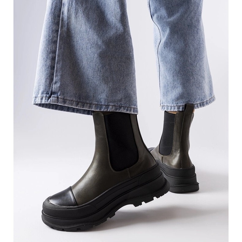 Zielone botki na platformie Bellucci 1