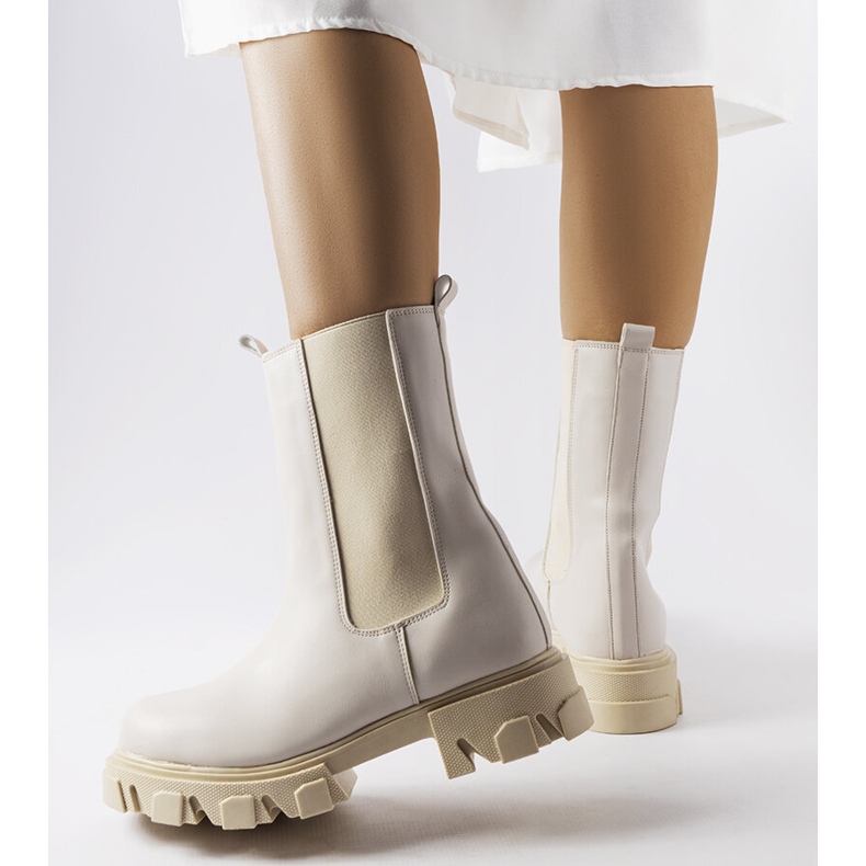 Beżowe wsuwane botki workery Vallejo beżowy 1