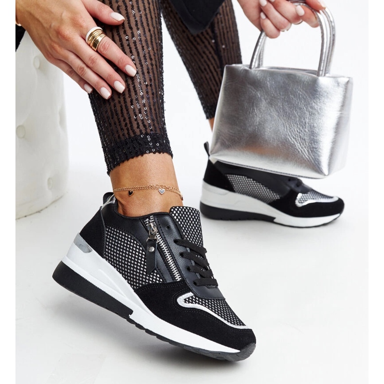 Inna Czarne sneakersy na koturnie Fastello 1