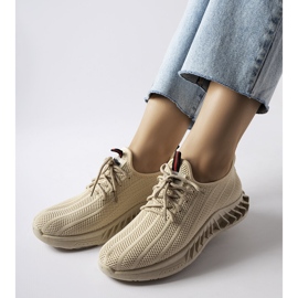 Beżowe buty slip on ze sznurówką beżowy 1