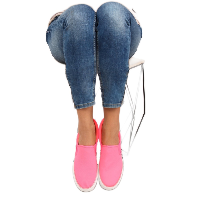Slipony na podwójnej podeszwie GF-41 Fluorescent Red różowe 1