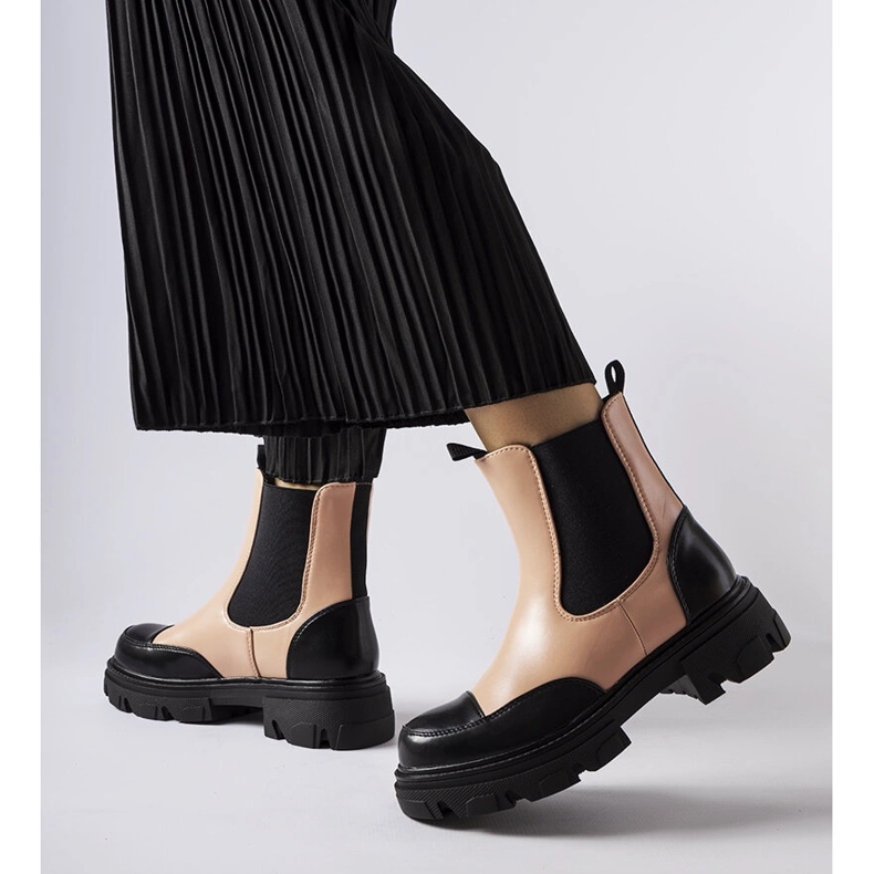 Czarno-różowe wsuwane botki Albany czarne 1