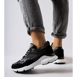 Czarne sneakersy ze srebrnym zdobieniem Rio białe 1