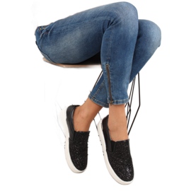 Stylowe slipony eleganckie 788-26 Czarny czarne 2