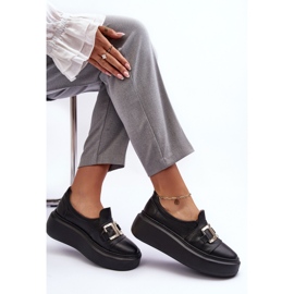 Lewski Shoes Skórzane Półbuty Damskie Na Platformie Czarne Lewski 3398/2 5