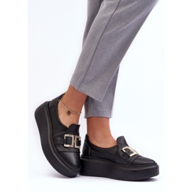 Lewski Shoes Skórzane Półbuty Damskie Na Platformie Czarne Lewski 3398/2 7