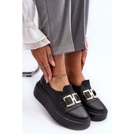Lewski Shoes Skórzane Półbuty Damskie Na Platformie Czarne Lewski 3398/2 6