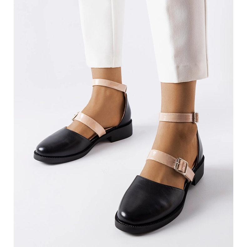 Czarne damskie sandały ze sprzączką Josiane 1